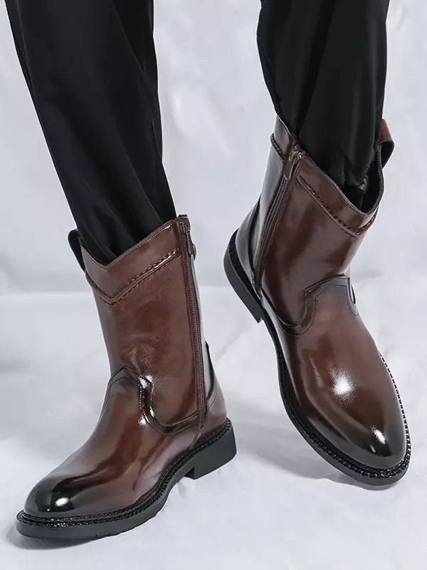 Men's Cowboy Boots with Side Zip | Pointed Toe