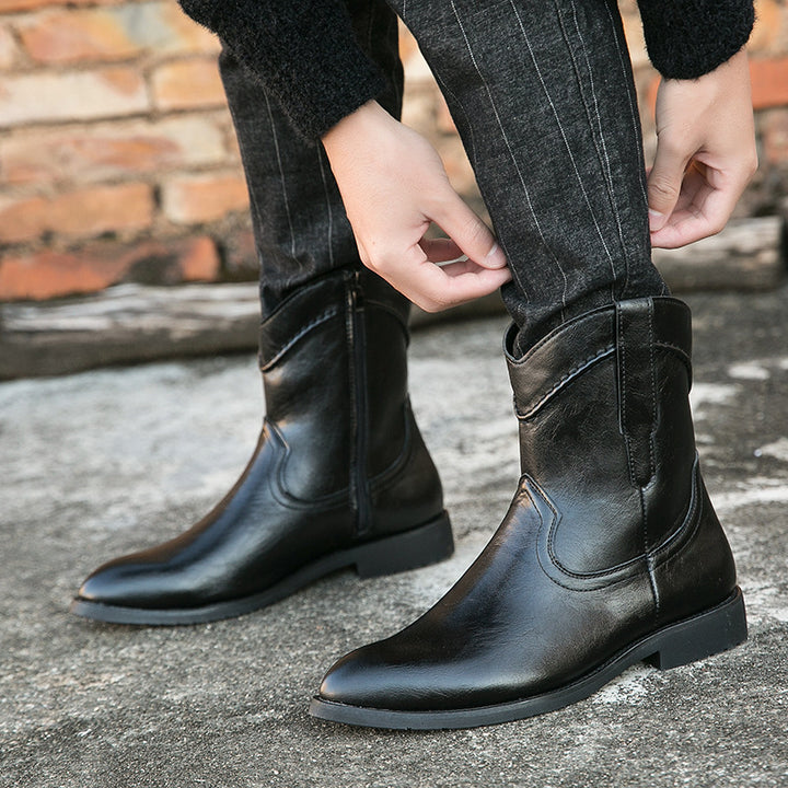 Men's Cowboy Boots with Side Zip | Pointed Toe