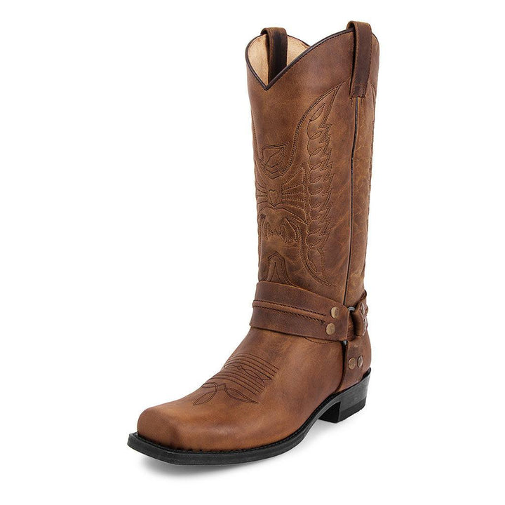 Men's Cowboy Boots with Square Toe & Stitched Shaft | Western Style