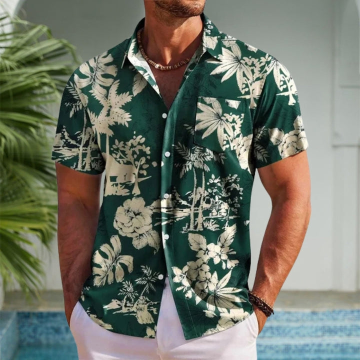 Men's Hawaiian Shirt with Short-Sleeve & Button-Up | Floral