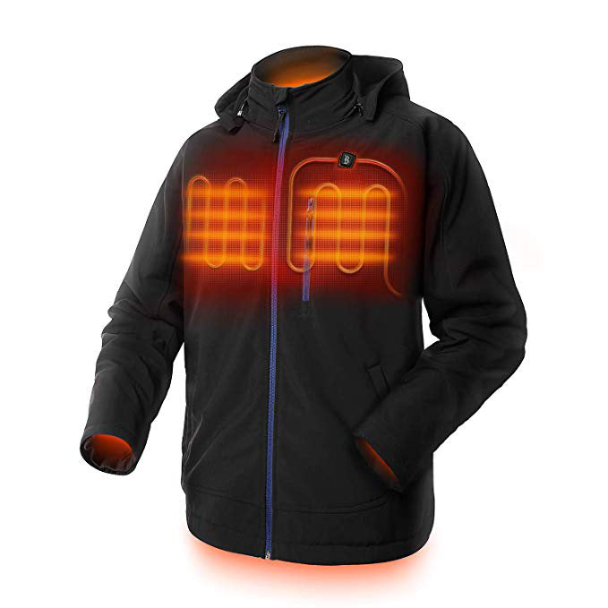 Men's Heated Jacket with Detachable Hood & Full-Zip | Outdoor