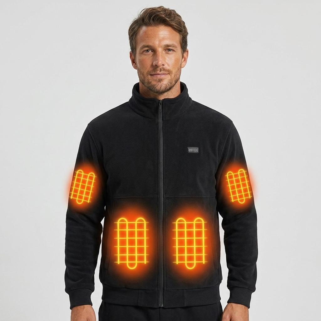 Men's Heated Jacket with Stand Collar & Full-Zip | Multi-Zone