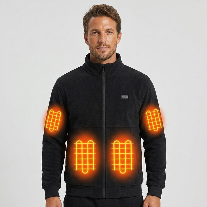 Men's Heated Jacket with Stand Collar & Full-Zip | Multi-Zone