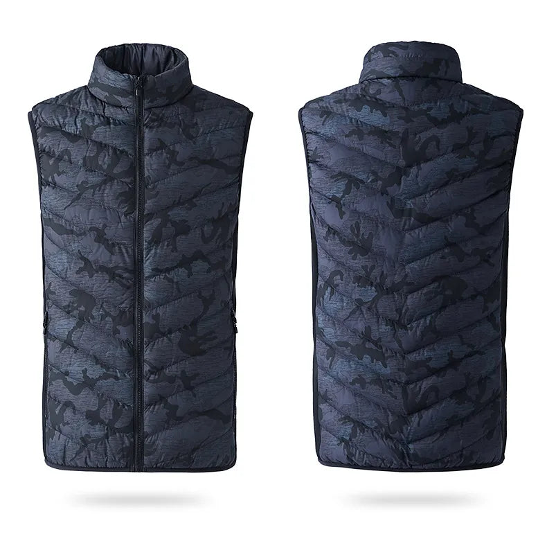 Men's Heated Vest with Zip Front | Camo Puffer