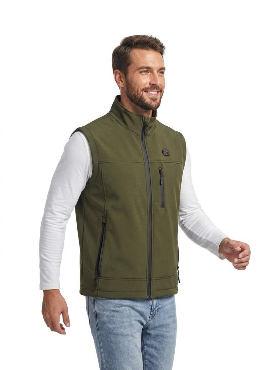 Men's Heated Vest with Zip Front | Stand Collar