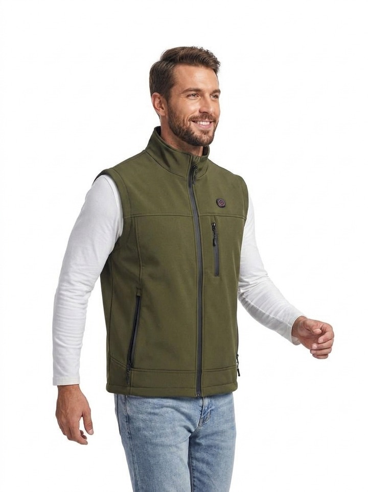 Men's Heated Vest with Zip Front | Stand Collar