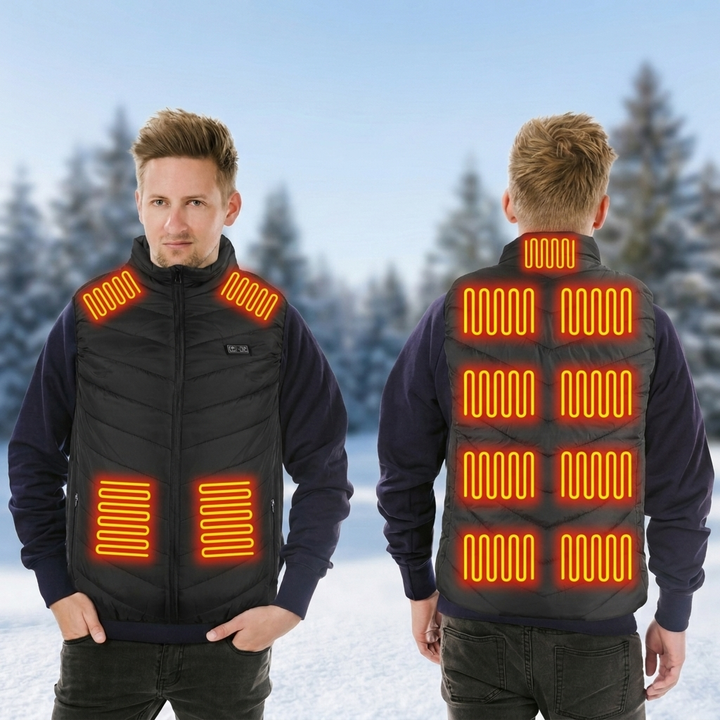 Men's Heated Vest with Zip & Pockets | 13 Zones
