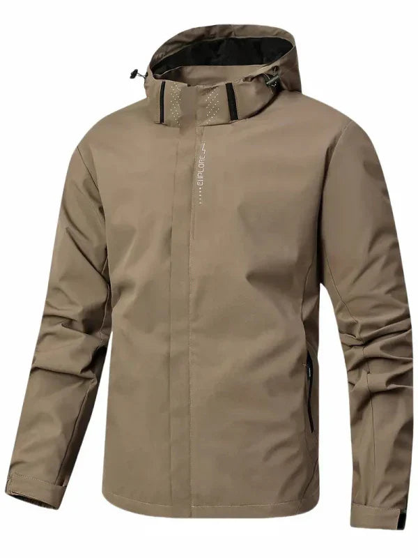 Men's Hooded Rain Jacket with Zip & Pockets | Outdoor