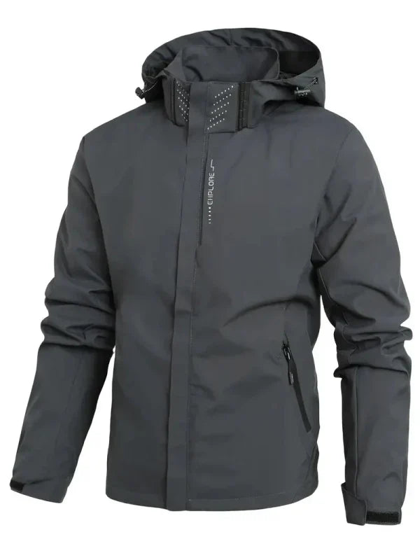 Men's Hooded Rain Jacket with Zip & Pockets | Outdoor
