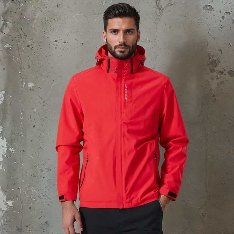 Men's Hooded Rain Jacket with Zip & Pockets | Outdoor