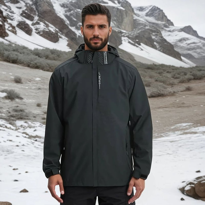 Men's Hooded Rain Jacket with Zip & Pockets | Outdoor