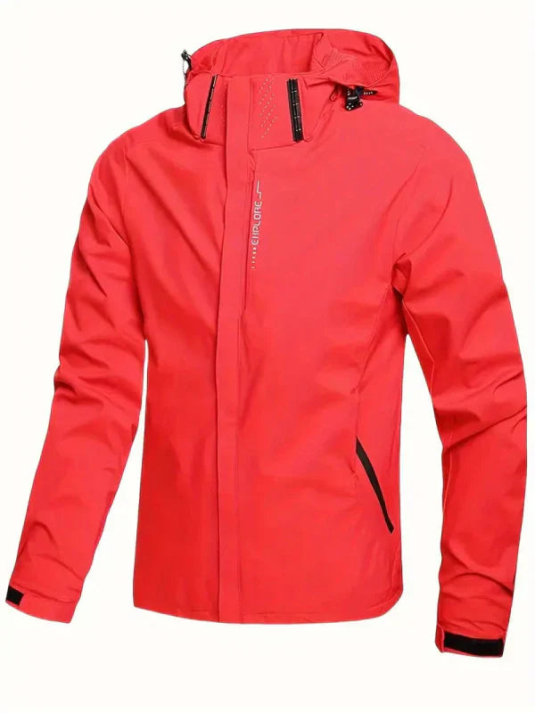 Men's Hooded Rain Jacket with Zip & Pockets | Outdoor