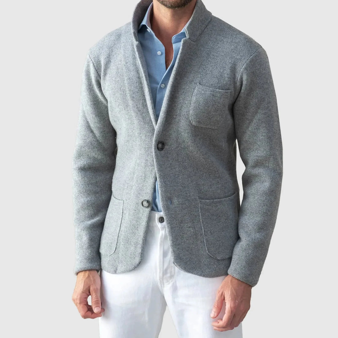 Men's Knit Cardigan with Lapel & Pockets | Button Up