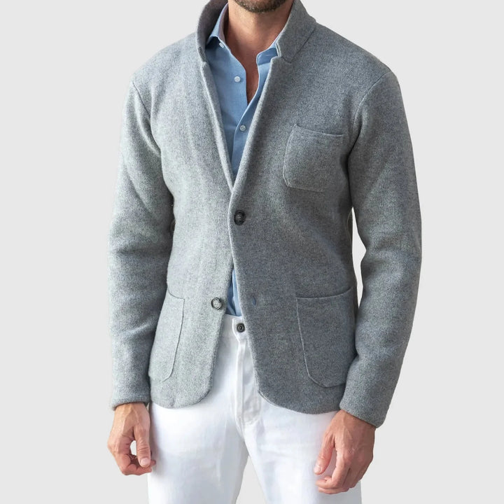 Men's Knit Cardigan with Lapel & Pockets | Button Up