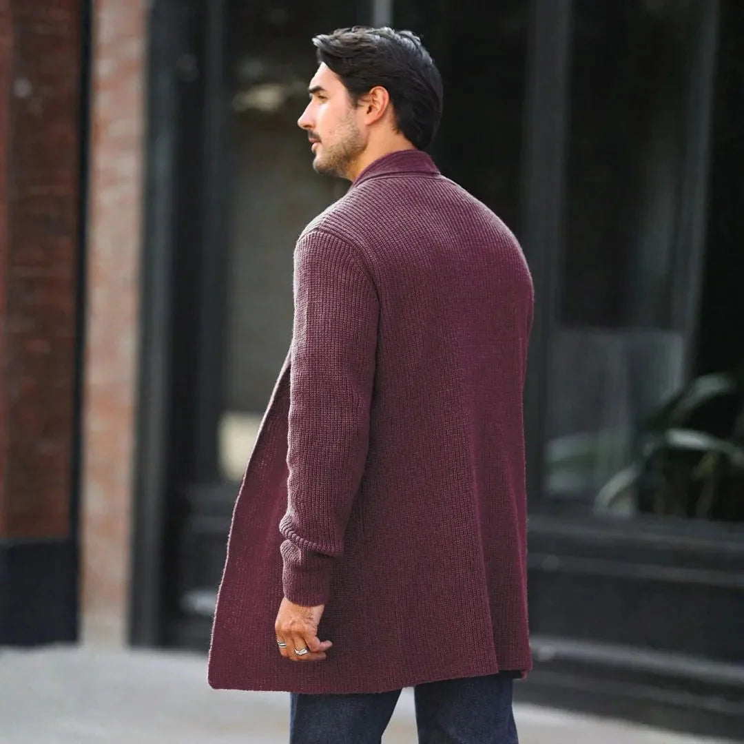 Men's Knit Cardigan with Shawl Collar | Open Front