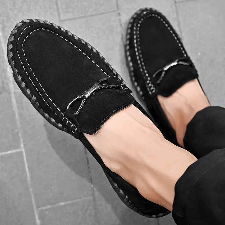Men's Loafers with Buckle & Stitch Detail | Slip On