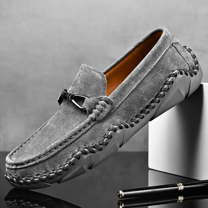 Men's Loafers with Buckle & Stitch Detail | Slip On