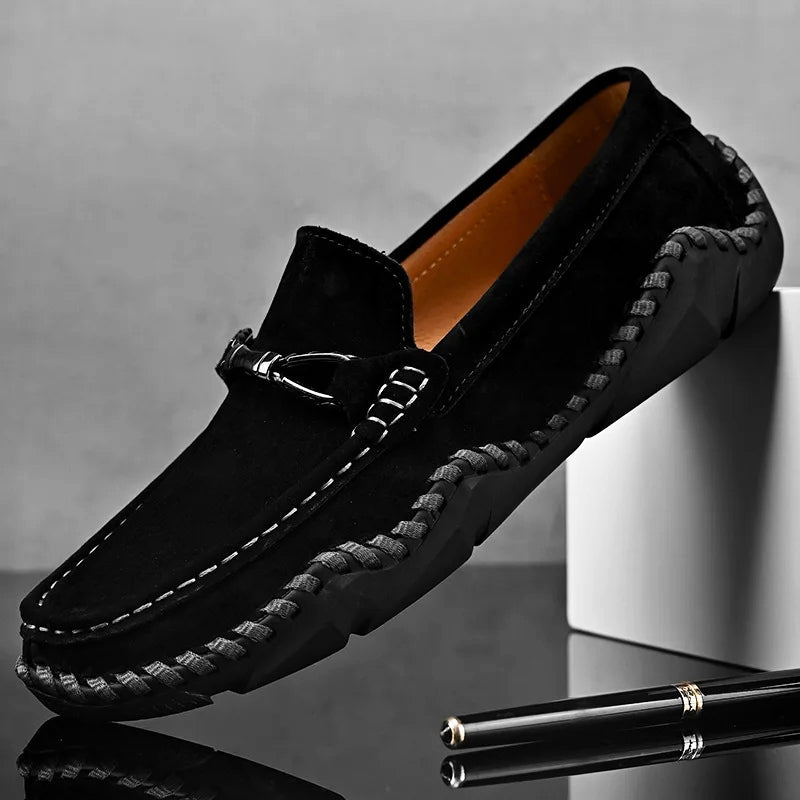 Men's Loafers with Buckle & Stitch Detail | Slip On