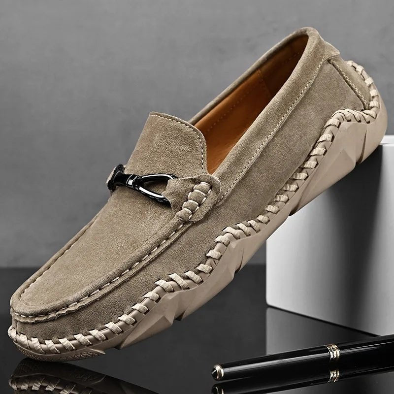 Men's Loafers with Buckle & Stitch Detail | Slip On