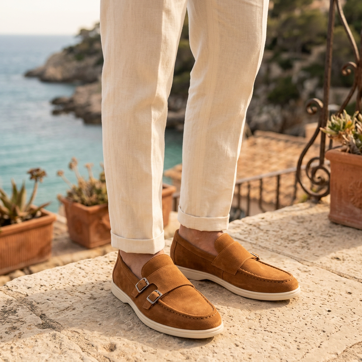 Men’s Loafers with Double Buckle Detail & Slip On | Casual