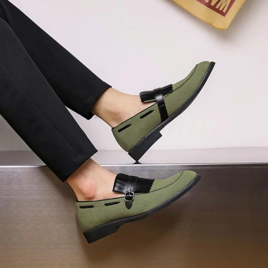Men's Loafers with Kiltie Fringe & Buckle Strap | Slip On Dress