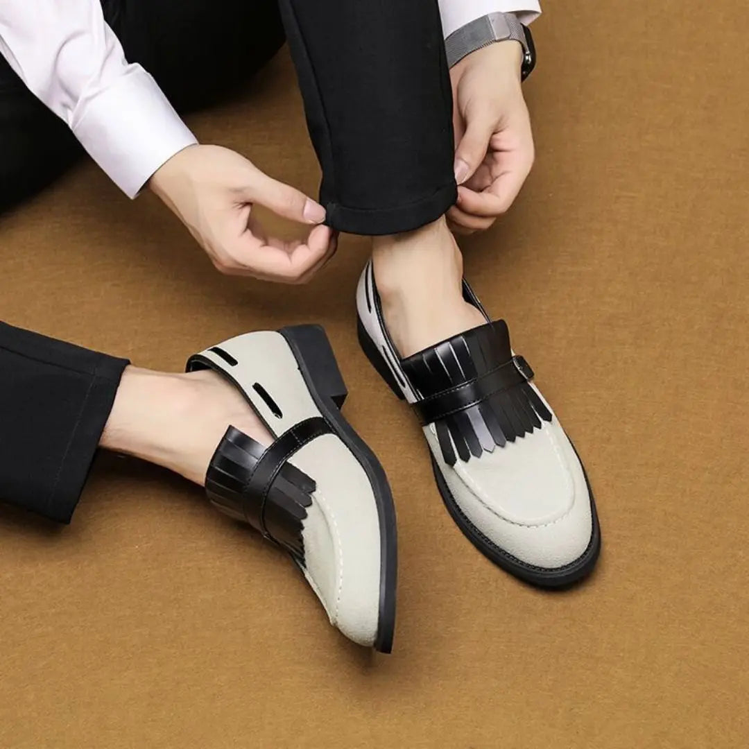 Men's Loafers with Kiltie Fringe & Buckle Strap | Slip On Dress