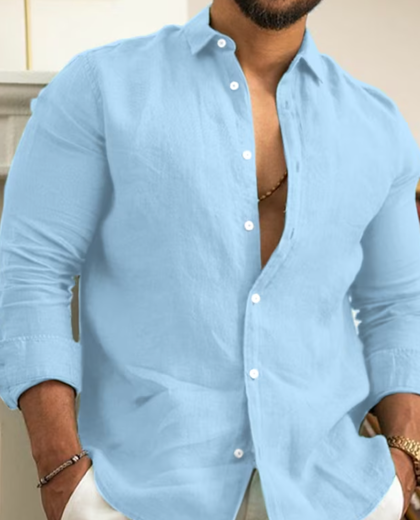 Men’s Long Sleeve Shirt with Button Front & Collar | Relaxed