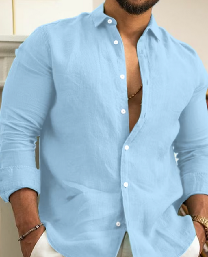 Men’s Long Sleeve Shirt with Button Front & Collar | Relaxed