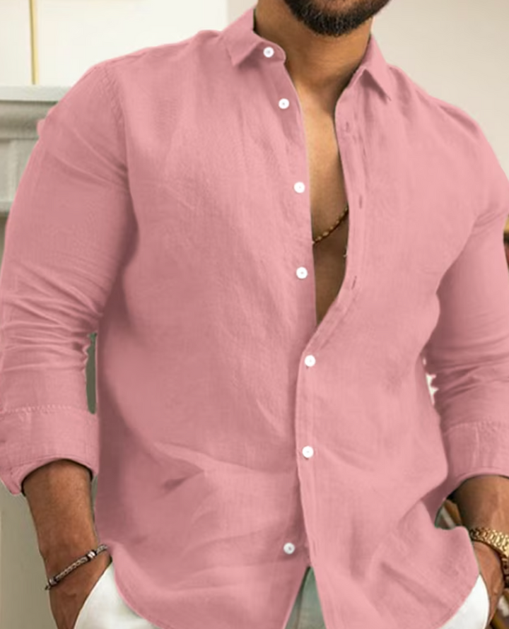Men’s Long Sleeve Shirt with Button Front & Collar | Relaxed