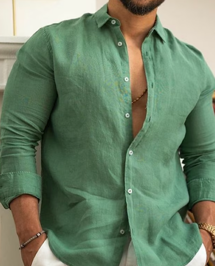 Men’s Long Sleeve Shirt with Button Front & Collar | Relaxed