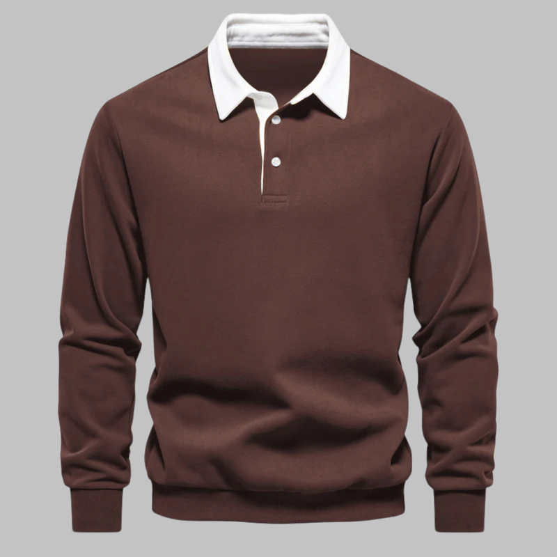 Men's Long-Sleeve Shirt with Contrast Collar | Polo
