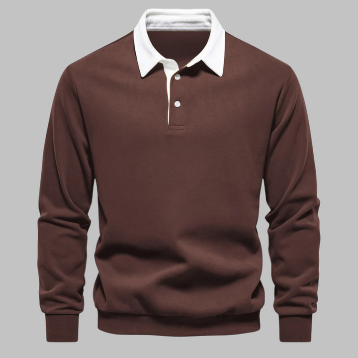 Men's Long-Sleeve Shirt with Contrast Collar | Polo