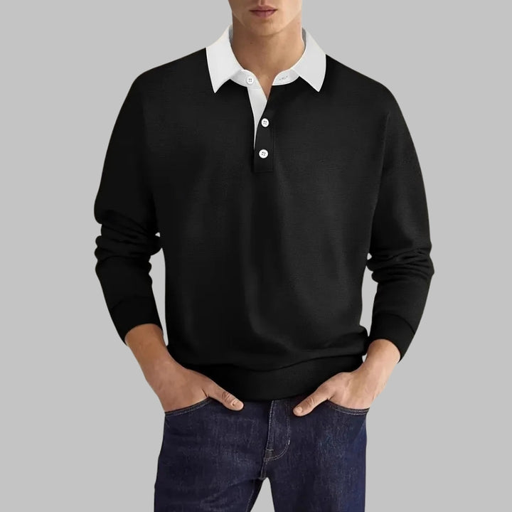 Men's Long-Sleeve Shirt with Contrast Collar | Polo