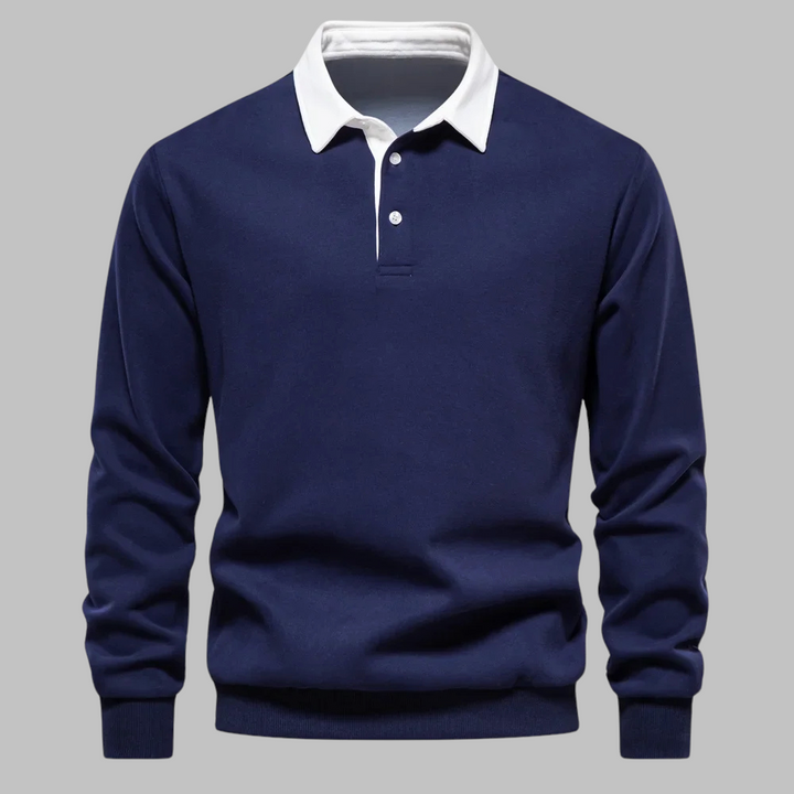 Men's Long-Sleeve Shirt with Contrast Collar | Polo