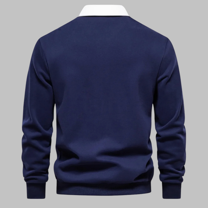 Men's Long-Sleeve Shirt with Contrast Collar | Polo