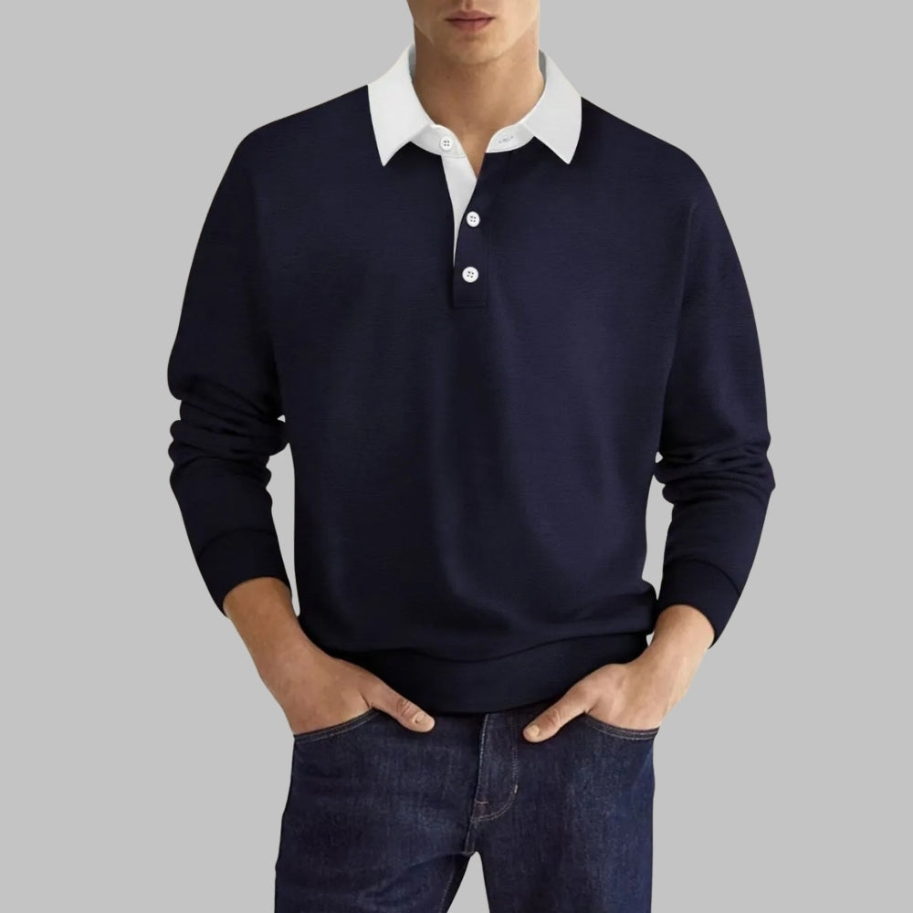 Men's Long-Sleeve Shirt with Contrast Collar | Polo
