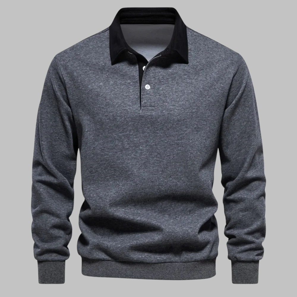 Men's Long-Sleeve Shirt with Contrast Collar | Polo