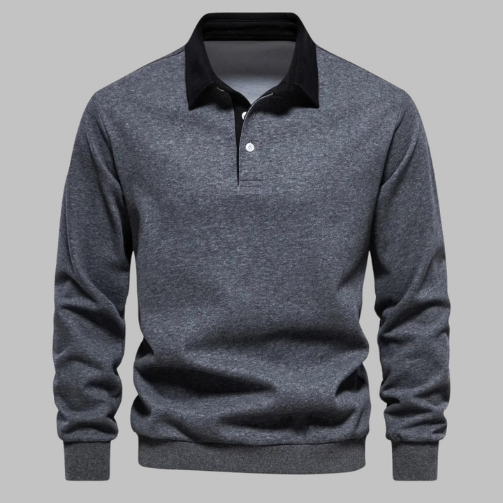 Men's Long-Sleeve Shirt with Contrast Collar | Polo