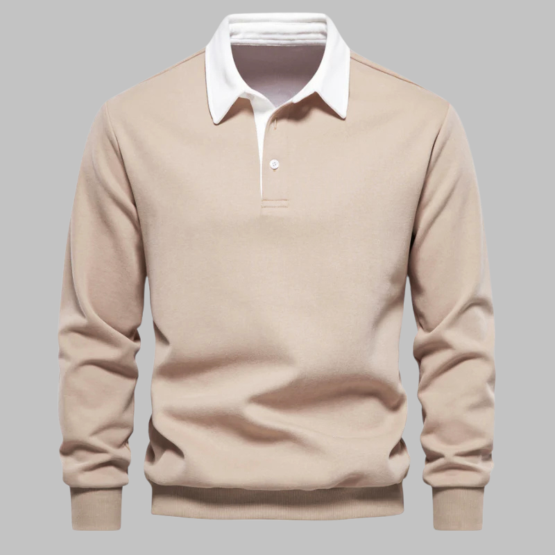 Men's Long-Sleeve Shirt with Contrast Collar | Polo