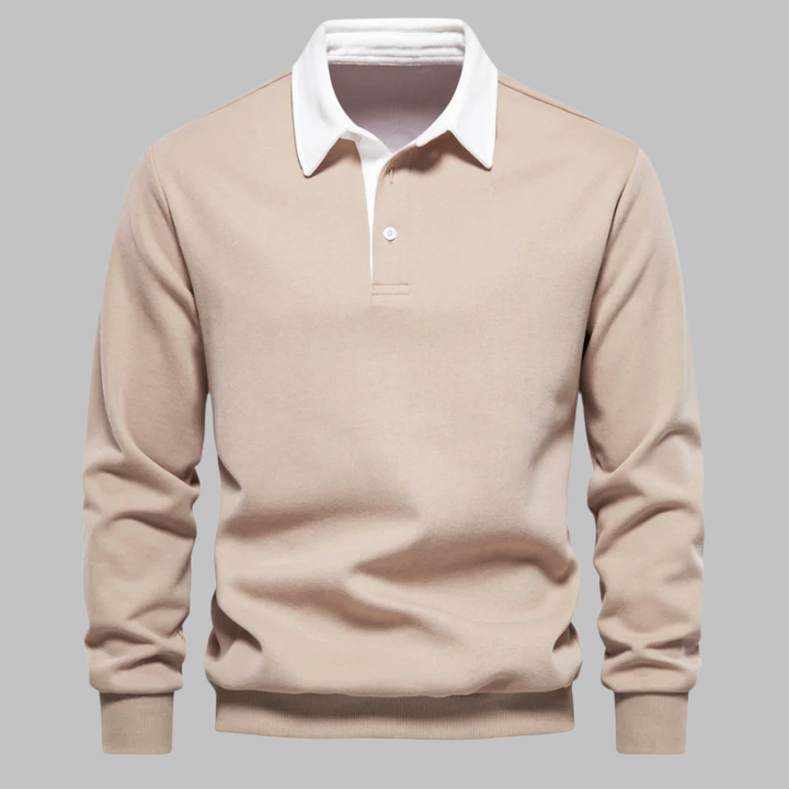 Men's Long-Sleeve Shirt with Contrast Collar | Polo