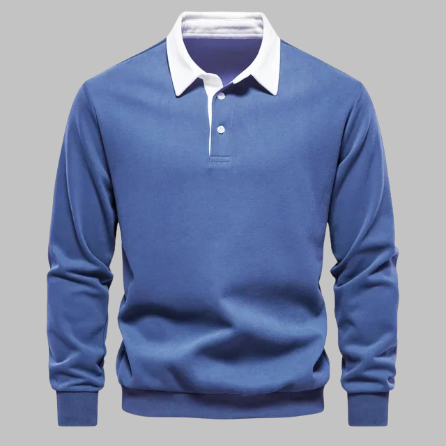 Men's Long-Sleeve Shirt with Contrast Collar | Polo