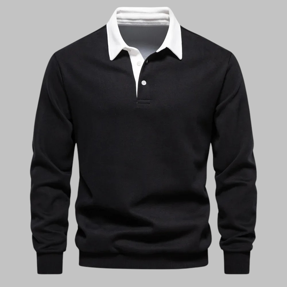 Men's Long-Sleeve Shirt with Contrast Collar | Polo