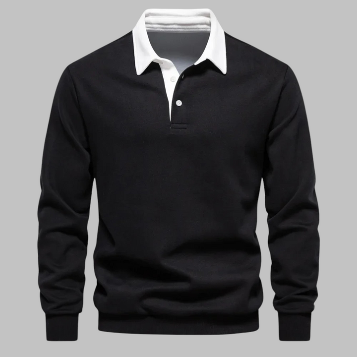 Men's Long-Sleeve Shirt with Contrast Collar | Polo