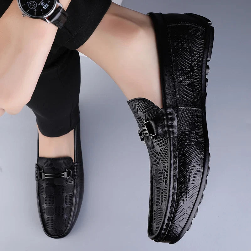 Men's Moccasin Loafers with Pattern & Slip-On | Casual