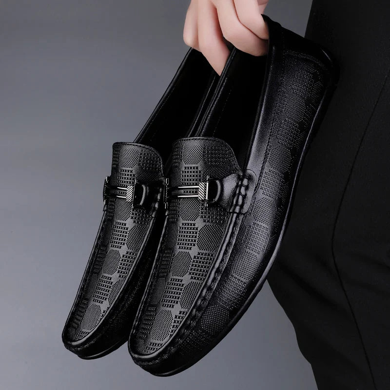 Men's Moccasin Loafers with Pattern & Slip-On | Casual