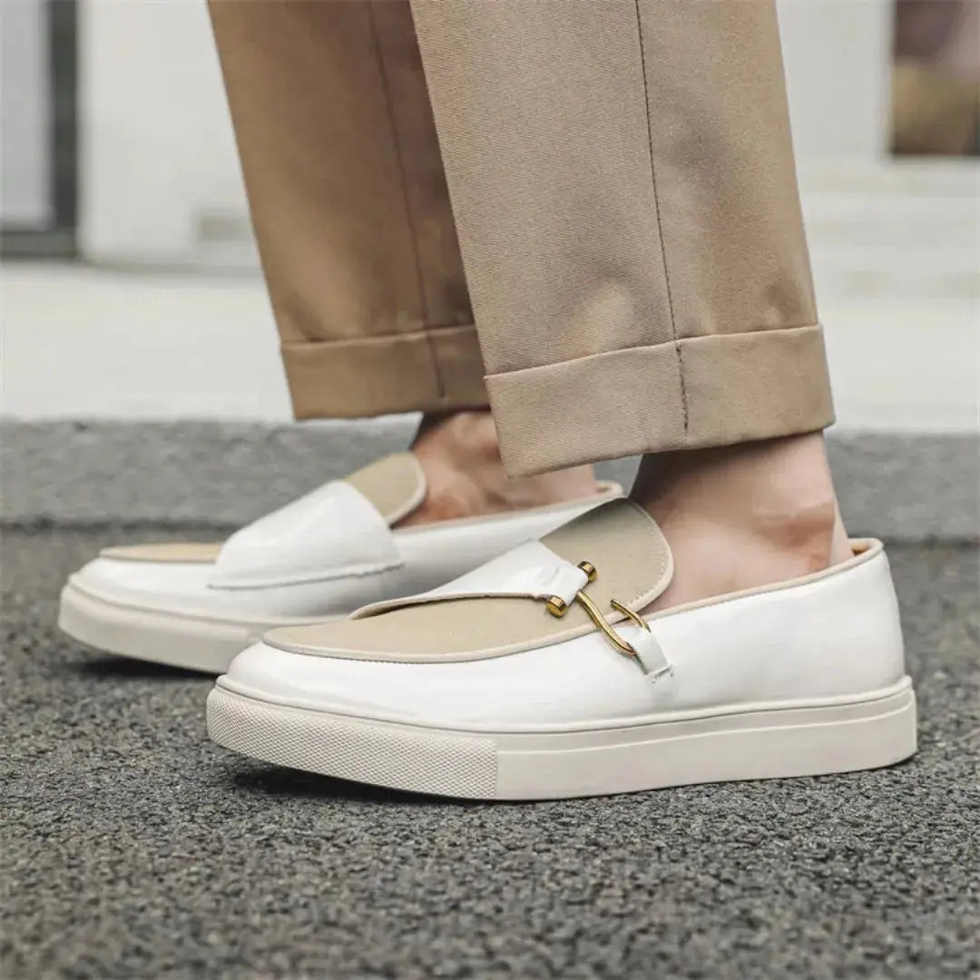 Men's Platform Loafers with Two-Tone Panel & Buckle | Slip-On