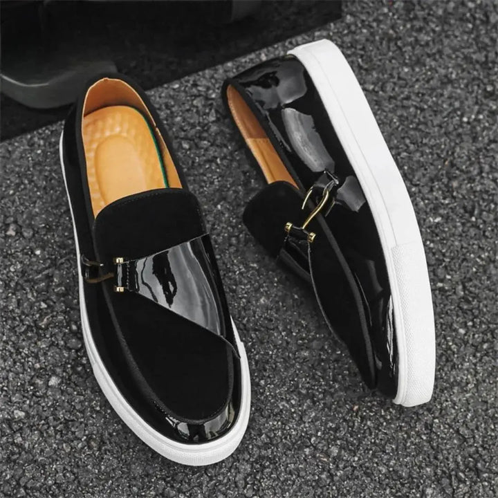 Men's Platform Loafers with Two-Tone Panel & Buckle | Slip-On