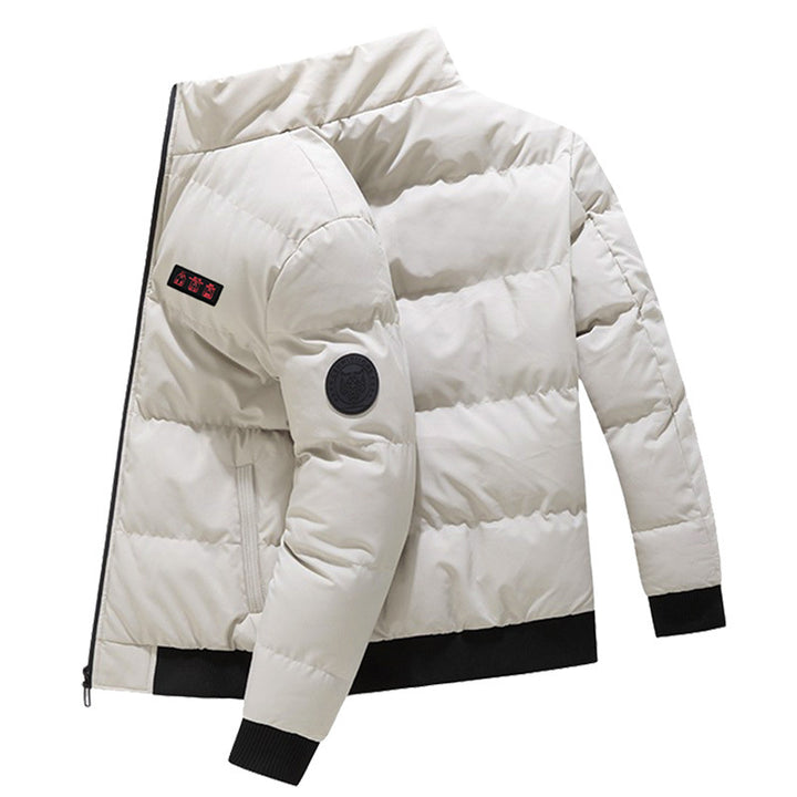 Men's Puffer Heated Jacket with Stand Collar & Zip Up | Winter