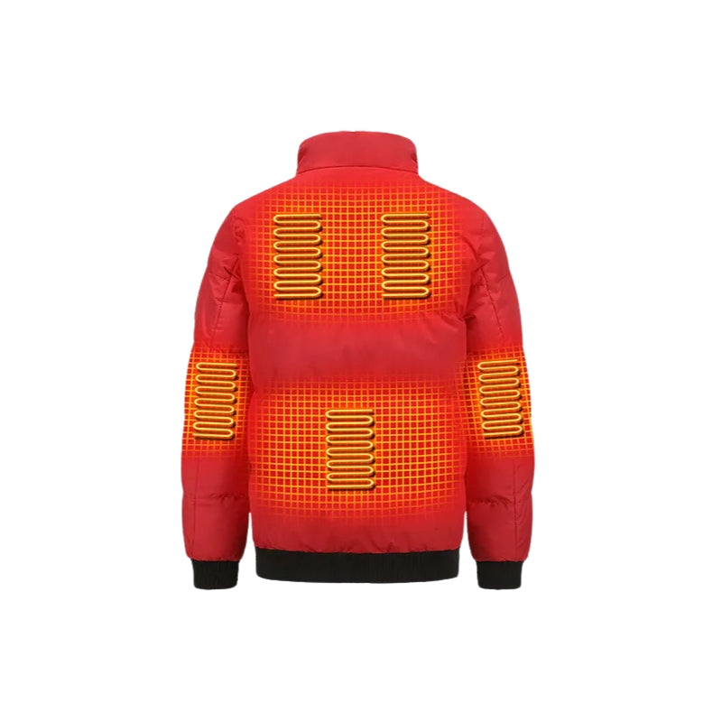 Men's Puffer Heated Jacket with Stand Collar & Zip Up | Winter