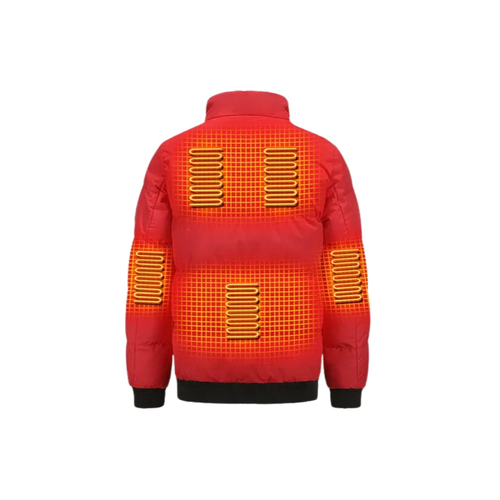 Men's Puffer Heated Jacket with Stand Collar & Zip Up | Winter